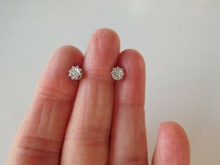 Fine vintage 9ct 9k 9kt 375 yellow and white gold & diamond stud earrings 2