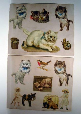 B45 - Scraps Cards Prints - 10 Pages,  20 Sides From A Victorian Album Scrapbook