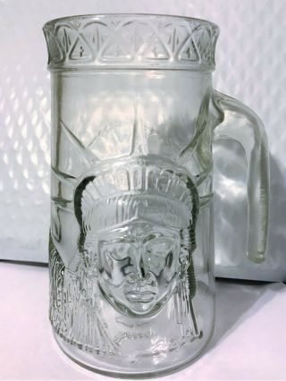 Vintage 1985 Anchor Hocking Statue Of Liberty Beer Mug Glass Clear 20oz 1986