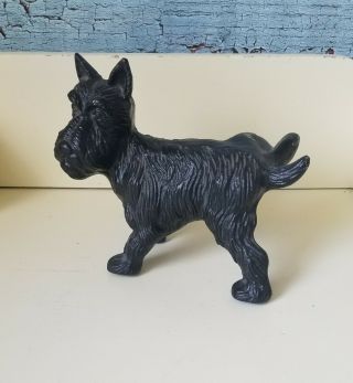 Vintage Cast Iron Peeing Black Scottish Terrier Scottie Dog Door Stop