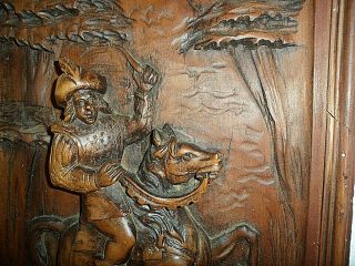 Antique Black Forest Carved Wood Panel, 2
