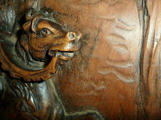 Antique Black Forest Carved Wood Panel, 3