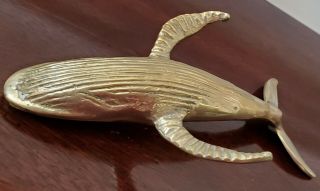 Vintage Brass Bronze Whale Paperweight Figurine Nautical Mid Century Detail