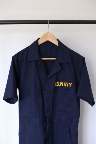 Vintage US Navy Jumpsuit Coveralls Chain - Stitched Size 38 Medium 40s 50s EUC 2