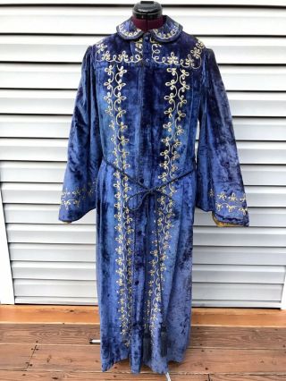 Antique Odd Fellows Blue Velvet Robe Vice Grand Supporter Thick Embroidered Robe