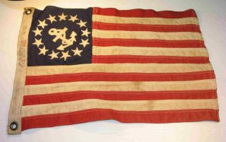 Wwii Us Bulldog Bunting Navy Ensign Ship Flag With 13 Stars 18 " X 12 "