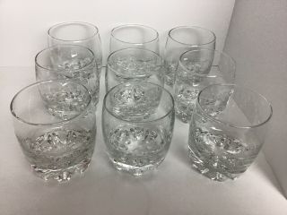 9 Crown Royal Etched Lowball Whisky Bar Liquor Rocks Cocktail Glasses Matching