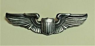 Sterling Silver Wwii Us Army Air Corp Pilot Wings 3 Inch.