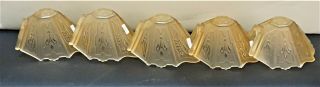 Antique Art Deco Slip Glass Shades For Chandelier,  Wall Sconces Set Of 5