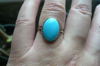 Vintage Sleeping Beauty Turquoise And 9 Carat Gold Ring