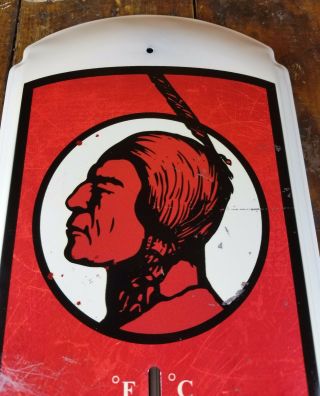 MOHAWK GASOLINE MOTOR OIL SAE 30 RED INDIAN FACE ADVERTISING GAS THERMOMETER 2