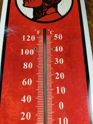 MOHAWK GASOLINE MOTOR OIL SAE 30 RED INDIAN FACE ADVERTISING GAS THERMOMETER 3