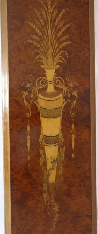 24 " Tall - Antique French Wood Marquetry Ornate Panel - Urn And Rustic Bouqet
