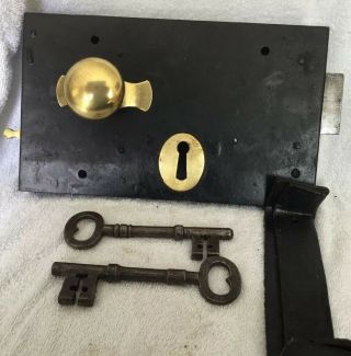 Antique Brass/ Iron Door Lock From Church,  With Accessories