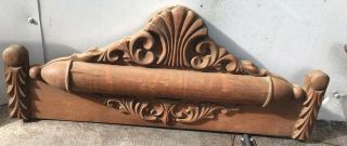 Antique Architectural Wood Tiger Oak Pediment Header Mantel Board Salvage 31”