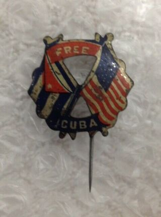 Ca.  1898 Spanish American War Tin Stick Pin " Cuba: 1 1/4 " Teddy Roosevelt