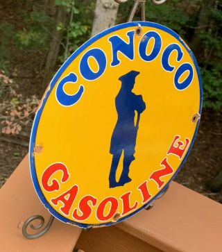 OLD VINTAGE CONOCO GASOLINE PORCELAIN GAS STATION PUMP SIGN 2