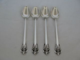 Set Of 4 Wallace Sterling Silver Grande Baroque Iced Tea Spoons