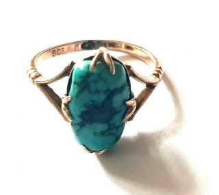 Victorian Arts & Crafts 9ct Gold Turquoise Ring