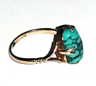 Victorian Arts & Crafts 9ct Gold Turquoise Ring 2