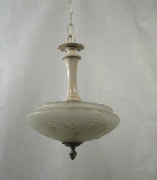 Antique Vintage Chandelier Glass Pendant 2 Light Fixture Lamp Rewired Petite