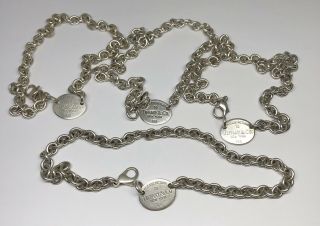 1 Tiffany & Co Sterling Silver Please Return To Oval Tag Necklace 15.  5 "