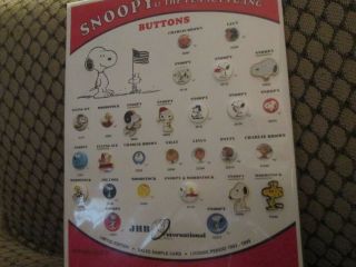 Snoopy and the Peanuts Gang Buttons Sales Sample card JHB International promo 2