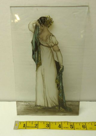 2 Vintage Art Nouveau Hand Painted Female Design Stained Glass Panels