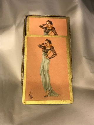 Vintage Varga Complete Set Playing Cards Deck Gold Edges Pinup Girls.