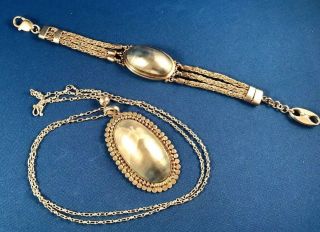 Estate Vintage Sterling Silver 925 Mabe Pearl Bracelet & Necklace Set 39.  7 Gram