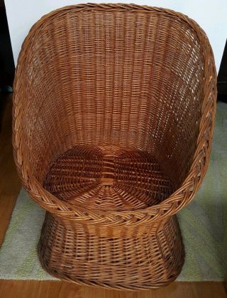 Vintage Wicker Barrel Chair,  Accent/side Chair -