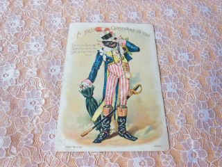 Victorian Christmas Card/finely Dressed Black Figure With Top Hat/raphael Tuck