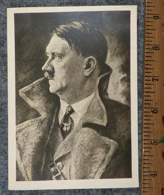German Ww2 Post Card Fuhrer Profile Munich 1934