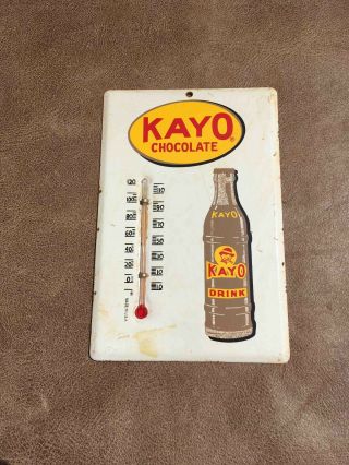 Vintage Kayo Chocolate Drink Advertising Small Metal Thermometer Not Soda