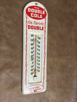 Vintage Drink Double Cola Soda Metal Advertising Thermometer Double The Flavor