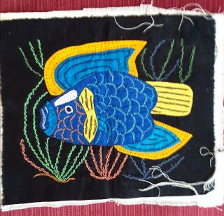 Vintage Panama Kuna Mola Fish In Reverse Applique Patchwork Block Hand Made