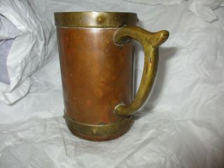 Vintage Brass Copper Aztec Mayan Sun God Mexico Mug Stein Tapered Top 3
