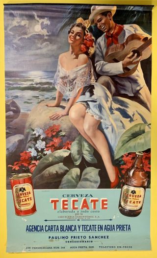 Calendar Vintage 1950’s Mexican Art Calendar Romantic Scene “18x31”