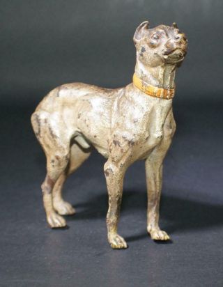 Vintage Austrian Painted Bronze Large Great Dane / Mastiff Dog Statue