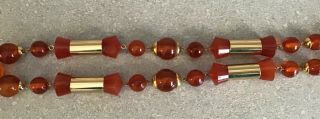 Signed Lanvin Paris Chunky Amber Bead Vintage Necklace France 3