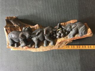 Vintage Exotic Wood Carving Elephant Family Handmade Great Piece Combin