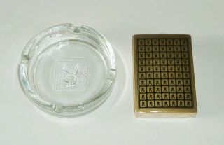 Playboy Club Ashtray And Gold Edge Playing Card Deck