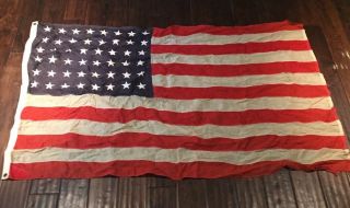Vintage 48 Star Usa American Flag Sterling All Wool Double Warp Bunting 60x45