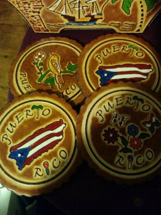 Made in Puerto Rico 5 Piece leather Coaster Set With Holder.  100 For charity. 2