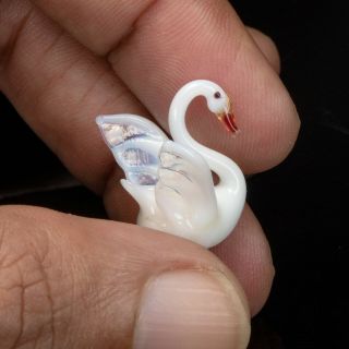 Exclusive Swan Bird Micro Mini Glass Figurine Hand Blown Murano Glass Italy