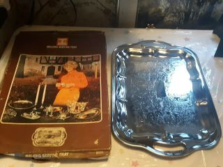 1971 Chrome Plated Irvinware Oblong Serving Tray W/ Box 2031