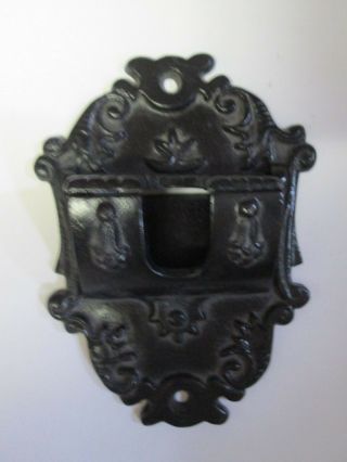 Vintage Wilton Black Cast Iron Wall Mounting Match Holder