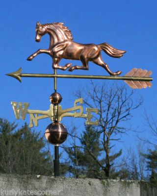 Quality Copper " Horse " Weathervane W/ Solid Brass Directionals 2014