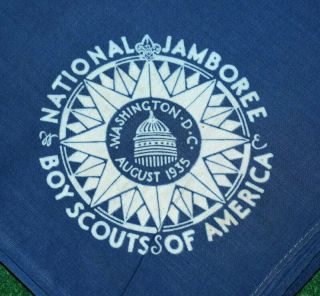 Boy Scout 1935 National Jamboree Blue Neckerchief - Full Square