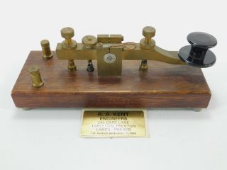 Ra Kent Vintage Straight Telegraph Key Brass W/ Wooden Base